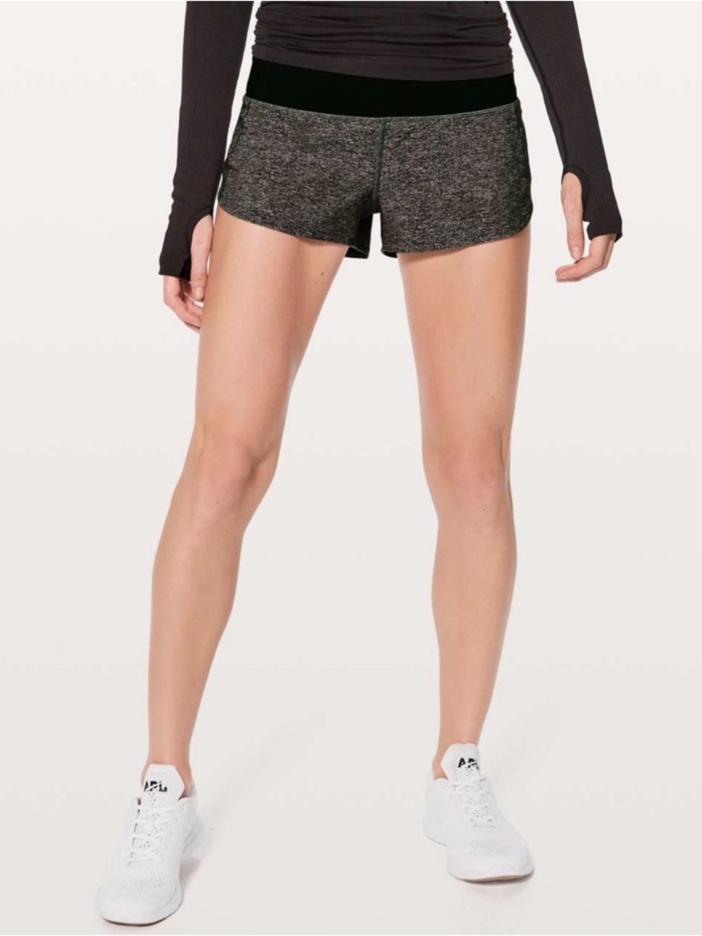 lululemon athletica Heathered Black Athletic Shorts